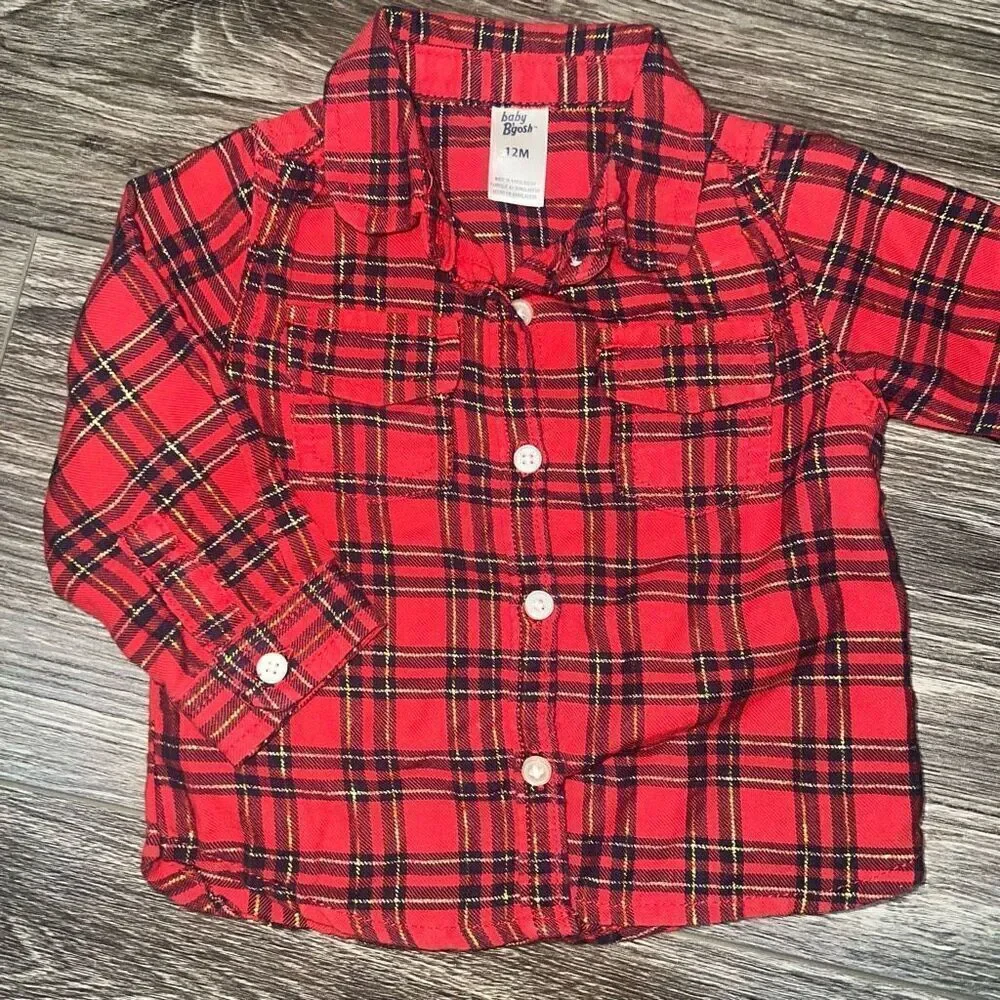Oshkosh 12 month Red and Gold Flannel Shirt
